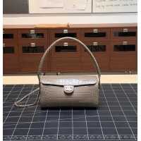 Best Product Chanel Metiers D'art Clutch With Chain Crocodile Embossed Calfskin & Gold-Tone Metal CH59903 Dark Khaki 202