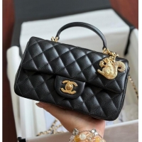 Top Grade Chanel Mini Flap Bag with Top Handle Lambskin & Gold-Tone Metal CH59906 Black 2026
