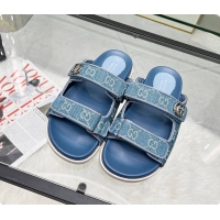 Good Product Gucci Sandal With Double G in Blue Denim 60702001
