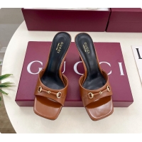 Low Cost Gucci Women's Slide Sandal With Horsebit in Brown 8.5cm 60702008