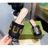 Grade Quality Gucci Leather Slide In Black Leather 60702016