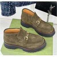 Good Looking Gucci Loafer Horsebit Suede Grey 60702102