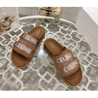 Purchase Celine Trendy Triomphe Webbing Logo Slides/Sandals 0702113