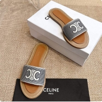 Sophisticated Celine Gray Triomphe Cloth Sandal 0702115