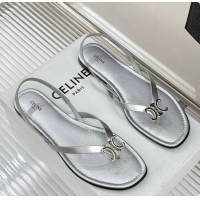 Classic Hot Celine Biki Sandal In Calfskin Silver 0702118