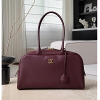 Most Popular Chanel Large Bowling Bag Lambskin & Gold-Tone Metal CH59914 Burgundy Spring Summer 2026