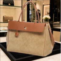 Promotional Chanel Metiers D'art Large Shopping Bag Suede Calfskin With Grained Calfskin & Gold-Tone Metal AS6289 Dark B