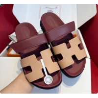 Good Quality Hermes Chypre sandal Beige Perlino / Rouge H 60702211