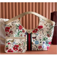 Best Discount Gucci Giglio Flora large tote bag white and multicolor Flora net G853962