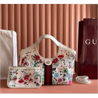 Inexpensive Gucci Giglio small tote bag white and multicolor net G853964
