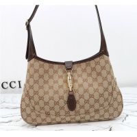 Reasonable Price Gucci Jackie 1961 medium shoulder bag Sand and dark brown GG canvas 637099