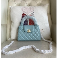 Discount Chanel Aged Calfskin Quilted Nano Kelly Shopper Aged Gold Hardware AS4416 Blue 2026