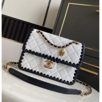 New Design Chanel Flap bag In Lambskin With Braided Calfskin & gold-tone metal AS4417 White/Black 2026