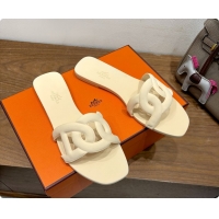 Best Price Hermes Aloha Sandals Cream 60702403