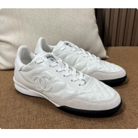 Shop Duplicate Chanel Trainers Shiny Calfskin, Calfskin & Suede Calfskin White 60702604