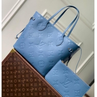 Best Price Louis Vuitton Monogram Empreinte Leather Neverfull MM M27357 Blue Jean 2026