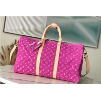 Pretty Style Louis Vuitton Monogram Denim Keepall Bandouliere 45 M27357 Fuchsia 2026