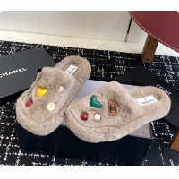 Unique Style Chanel Classic Four-Season CC Furry Slippers Light Brown 60702615