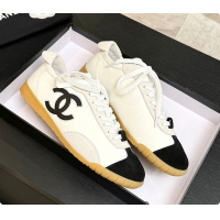 Hot Style Chanel Sneakers Embossed Calfskin and Suede Calfskin White & Black 60702619