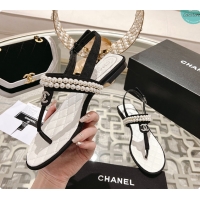 Good Quality Chanel Artificial Pearl Grosgrain Sandal In Black 60702710