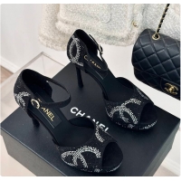 Good Quality Chanel Sandals In Suede Black 10.5cm 60702721