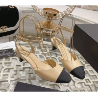Best Grade Chanel Sling Back Beige 5cm 60702724