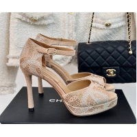 Grade Chanel Sandals In Suede Beige 10.5cm 60702726
