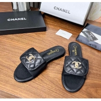 Pretty Style Chanel Classic Double C Buckle Slippers Black 60702801