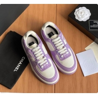  Good Quality Chanel Purple White CC Logo Suede Sneakers 60702702