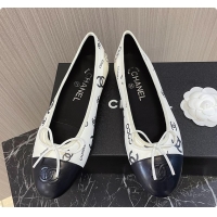 Grade Quality Chanel Ballet Flats CC Logo White And Black 60702902