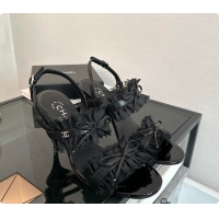 Unique Style Chanel Interlocking CC Logo Bow Heels Black 60703002