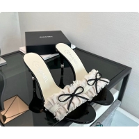 Top Grade Chanel CC Ruffled Bow Heels White 60703003