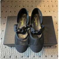 Top Grade Chanel Mary Janes Mesh & Grosgrain Black 60703011