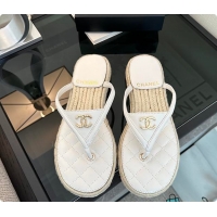 Low Price Chanel Coco Beach Flip flops Suede White 60703012