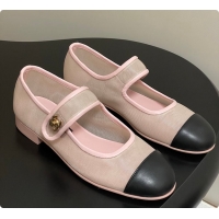 Shop Duplicate Chanel Mary Janes Fabric & Grosgrain Pink & Black 60703013