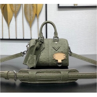 New Fashion Louis Vuitton Speedy 18 Bandoulière Khaki Green Ostrich leather/calfskin and suede M29063 2026