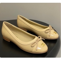 Buy Luxury Chanel Ballet Flats Beige Patent Leather 60703015