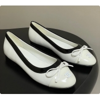 Perfect Chanel Ballet Flats White Patent Leather 60703015