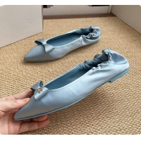 Sumptuous Chanel Ballerina Shoes Silk Satin Fabric Blue 60703017