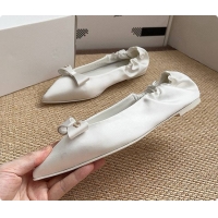 Hot Sell Chanel Ballerina Shoes Silk Satin Fabric White 60703017