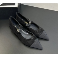 Best Grade Chanel Mary Janes Satin, Glitter & Grosgrain Black 60703020