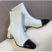 Charming Chanel Patent Leather Ankle boots White 60703111