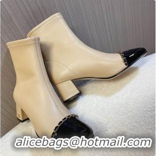 Sophisticated Chanel Patent Leather Ankle boots Beige 6080101