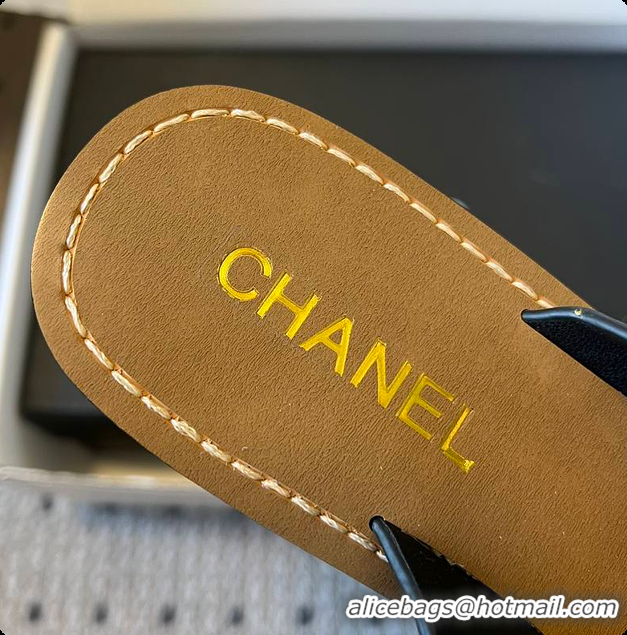 Perfect Chanel Open-toe Shoes Calfskin Black 6080103