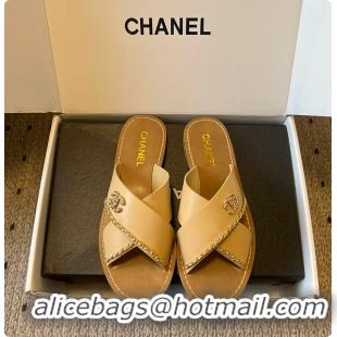 Best Price Chanel Open-toe Shoes Calfskin Beige 6080103