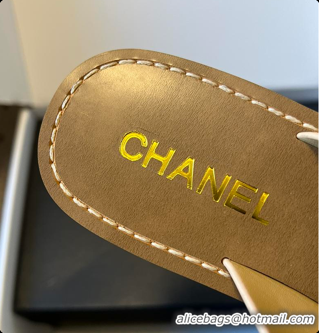Best Price Chanel Open-toe Shoes Calfskin Beige 6080103
