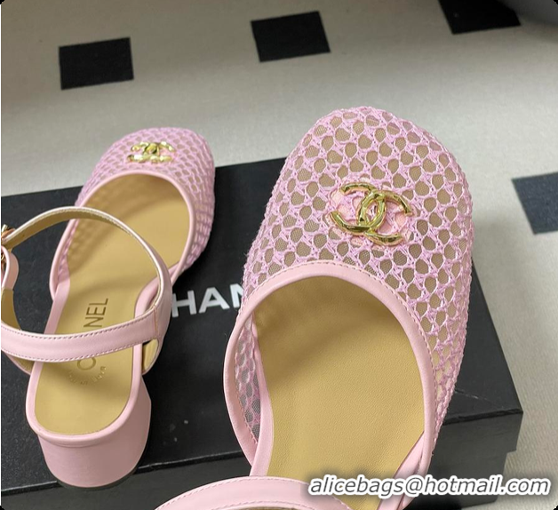 Buy Luxury Chanel Slingbacks Mesh & Goatskin Pink 6080104
