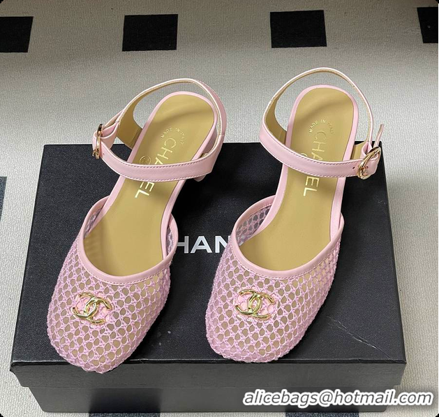 Buy Luxury Chanel Slingbacks Mesh & Goatskin Pink 6080104