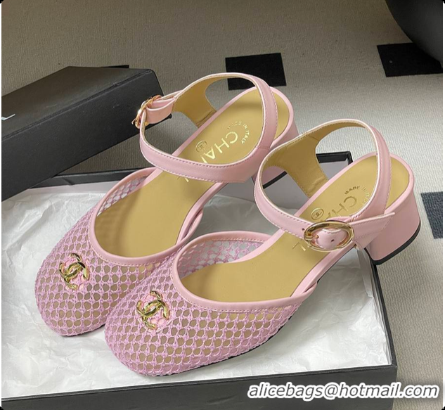 Buy Luxury Chanel Slingbacks Mesh & Goatskin Pink 6080104
