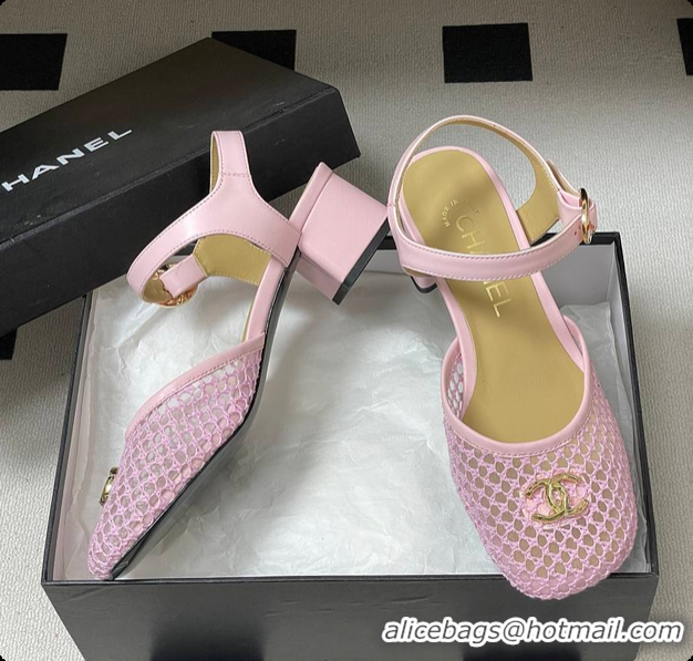Buy Luxury Chanel Slingbacks Mesh & Goatskin Pink 6080104